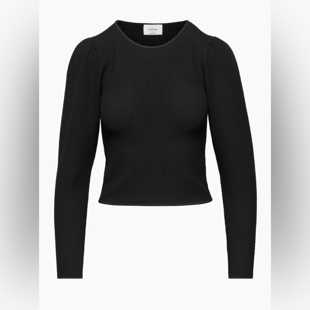XXS Aritzia Wilfred Black Rosetta Sweater Mesh Stitch